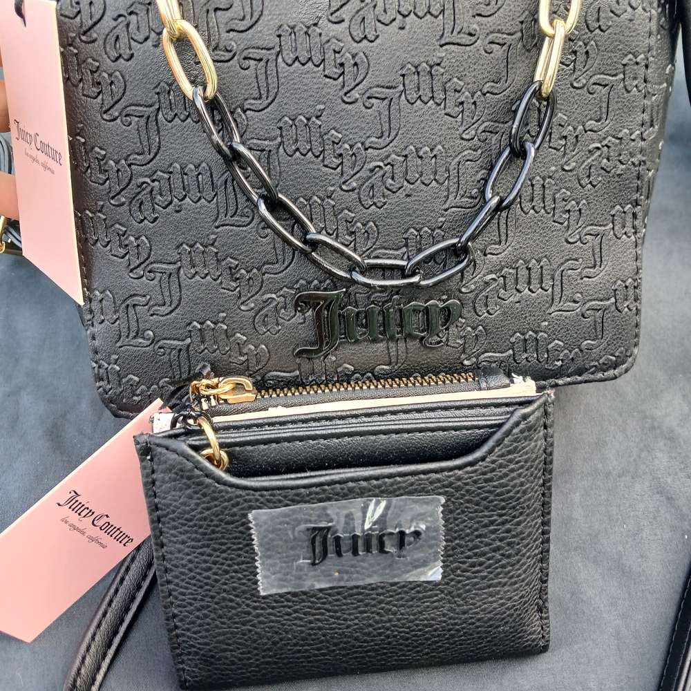 Juicy Couture Black Embossed Shoulder Bag Set